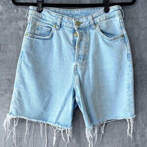 &Denim 90's Cut Off High Waist Shorts Size 4 H&M Light Wash Button Fly